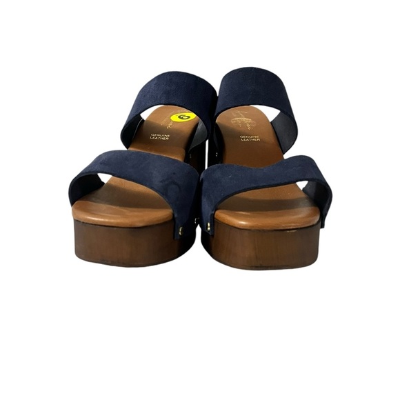 Sandals Chunk Heel Navy Suede Avellini Made in  Italy NWOT - Picture 4 of 10